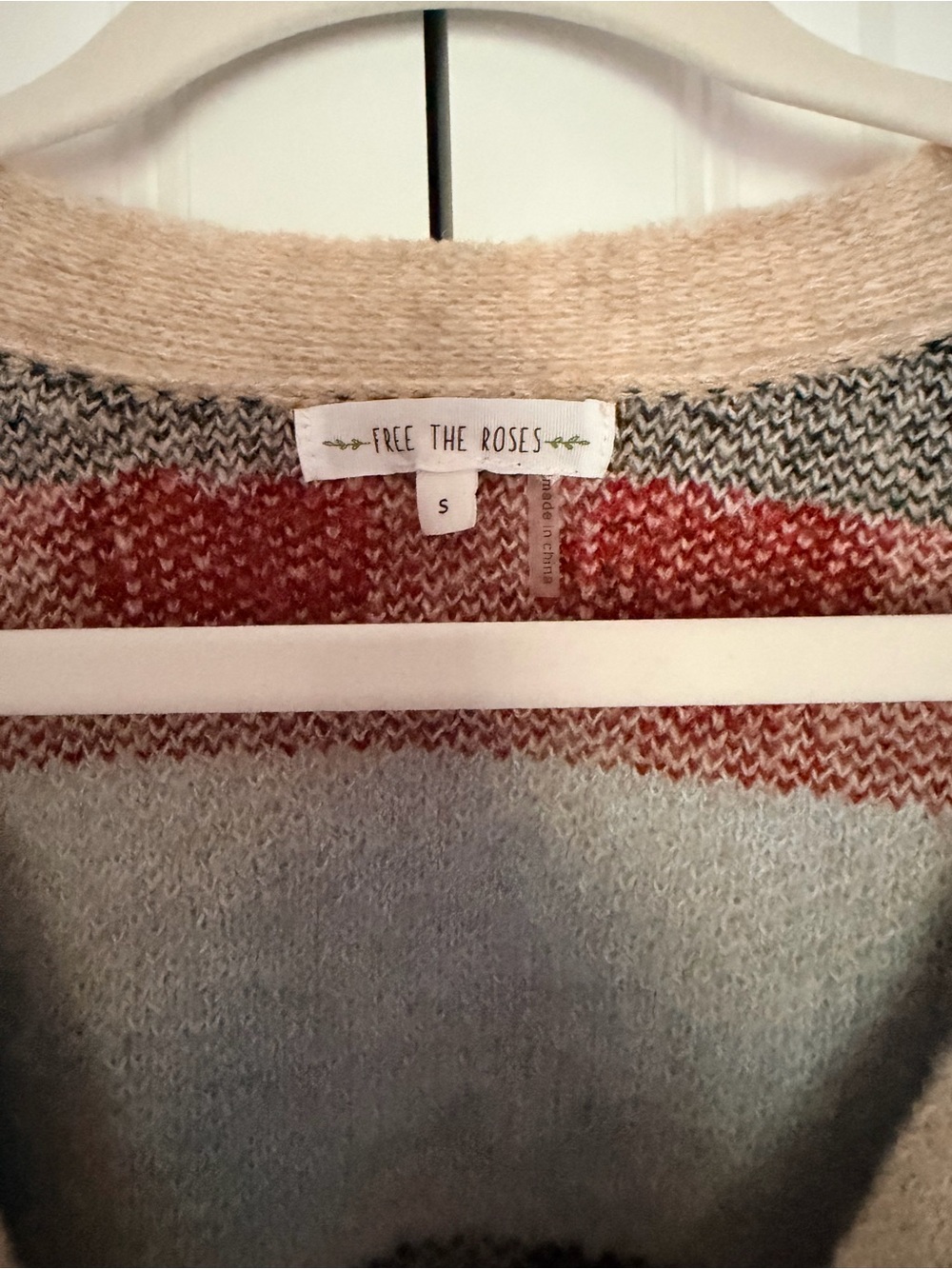 Heart Pattern Button-Front Cardigan Jacket - Beige/Multi - Picture 3 of 4